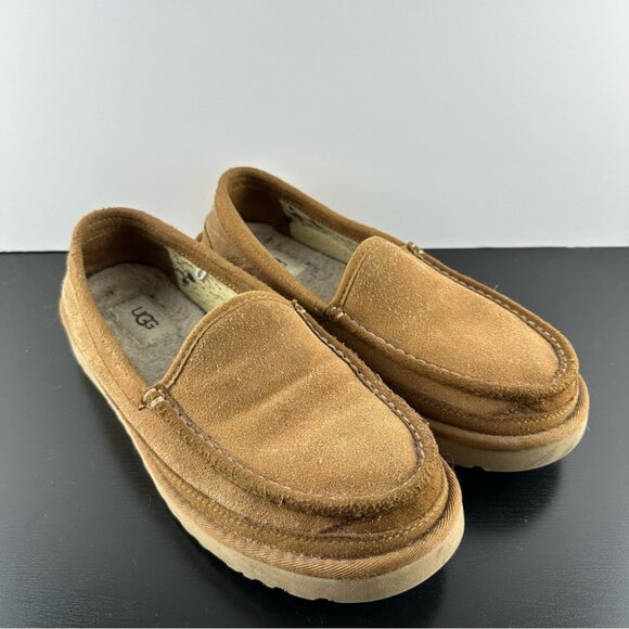 UGG Other - UGG Dex Mens Chestnut Brown Suede Wool Lined Slippers Loafers Comfort Shoes Sz 8